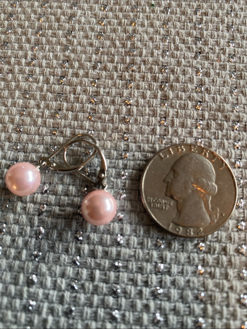 Delicate Pink Pearl Drop Earrings with Silver-Tone Leverbacks